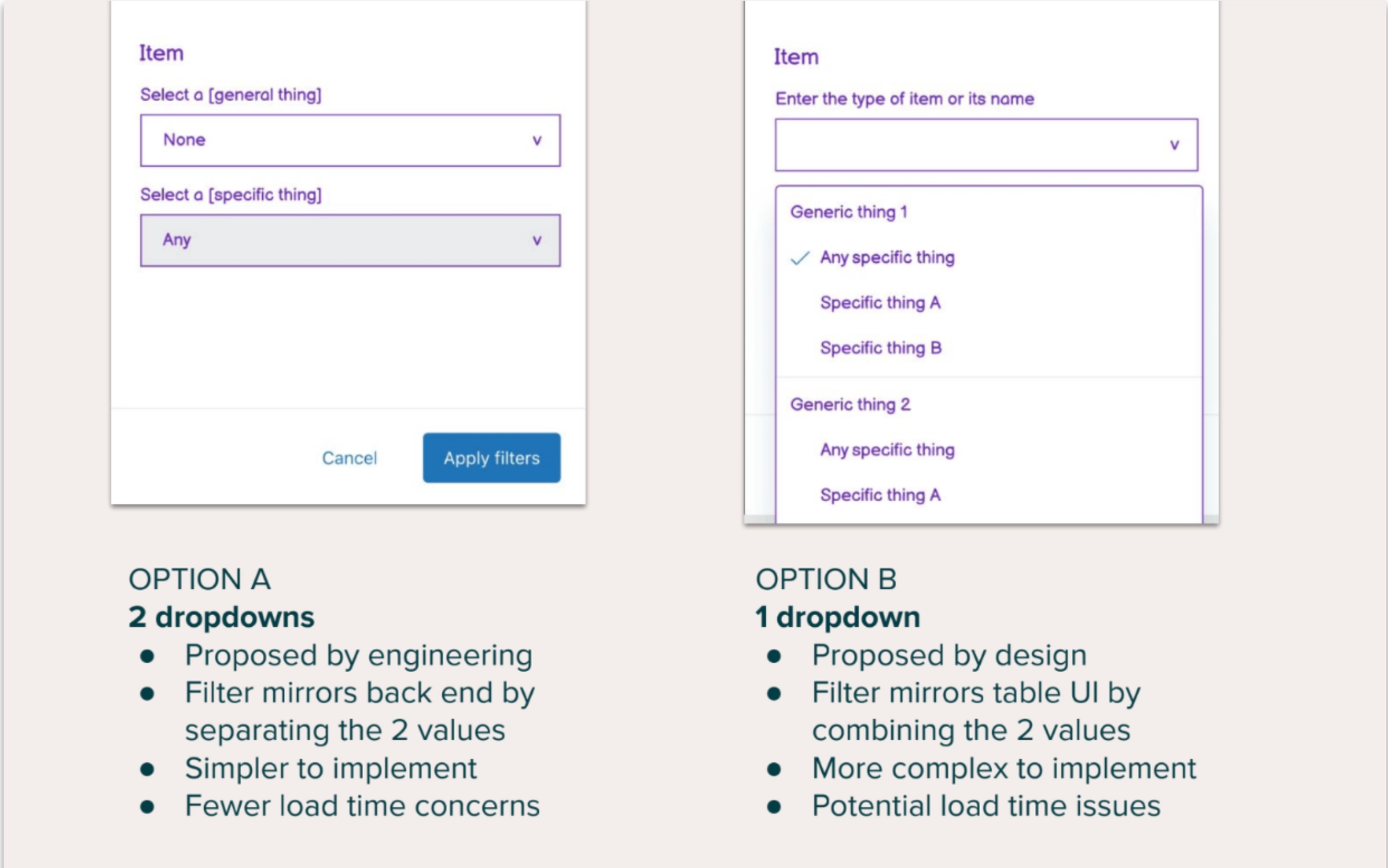One dropdown vs. two dropdown comparison