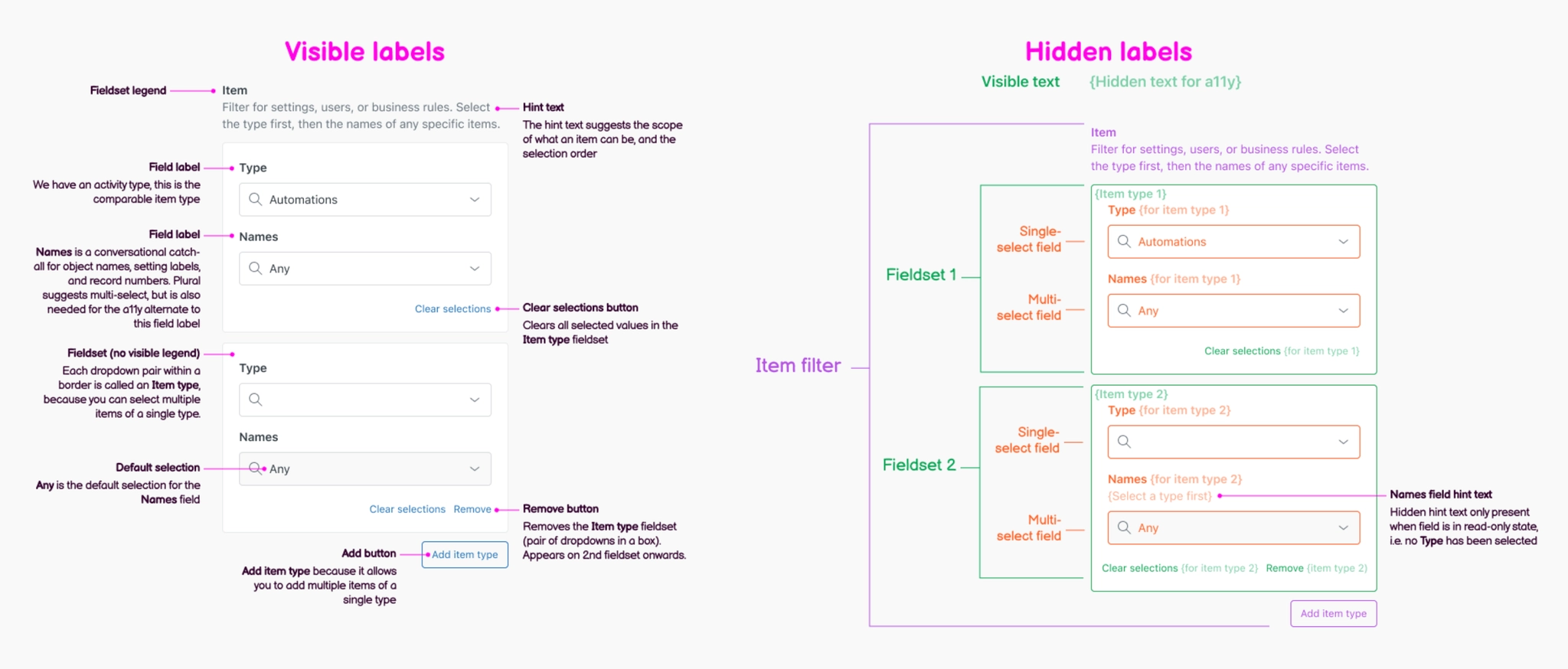 Filter UI with content annotations