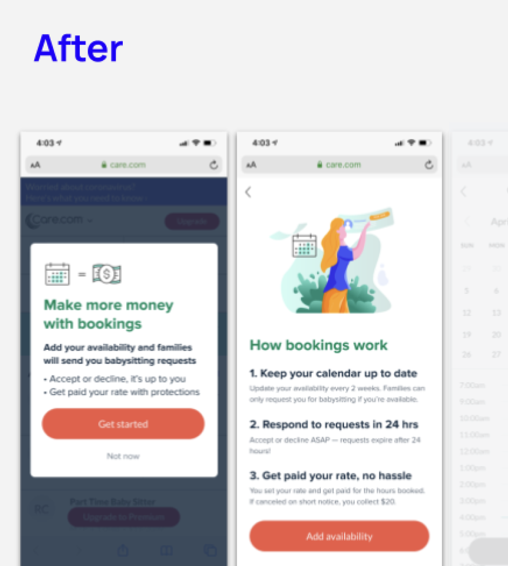 Babysitter bookings at Care.com